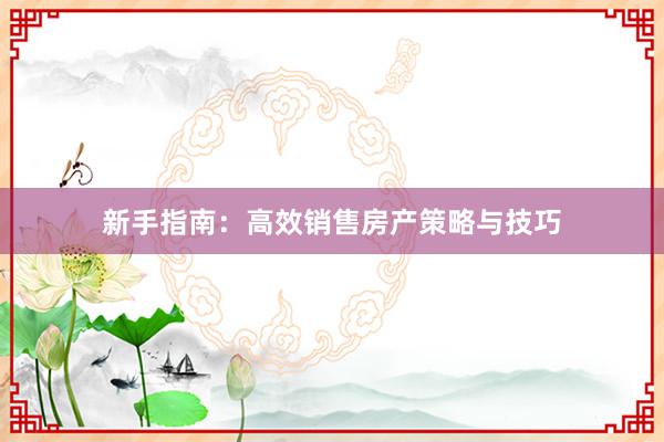 新手指南：高效销售房产策略与技巧